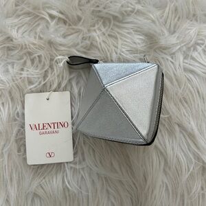 Valentino Garavani Geometric Silver Change Purse